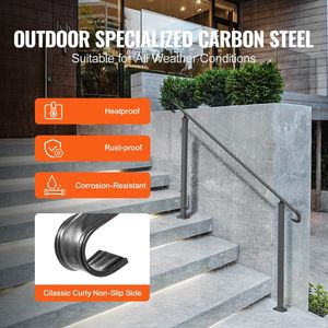 Rampe d'escalier extérieure en fer forgé noir pour 3 à 5 marches – Dispositif d'aide flexible pour porche avant - Product Image 3
