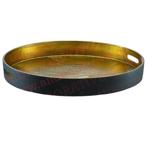 Plateau rond et décoratif en aluminium, livraison gratuite, Table de service pour les aliments, plateau usage domestique et pour la cuisine et le Restaurant - Product Image 1