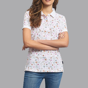 เสื้อโปโลผู้หญิงผ้าฝ้ายพิมพ์ลาย 100% สวมใส่สบาย ระบายอากาศได้ดี เนื้อผ้านุ่ม ทันสมัย เหมาะสำหรับใส่ลำลองในชีวิตประจำวัน - Product Image 1