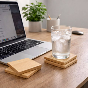 Sous-verres en bois au design unique, forme carrée, pour tasses à thé, écologiques, réutilisables, pour table - Product Image 4