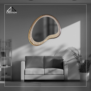 Espejo Elegante con Marco de Acero Inoxidable PVD y Laminado de Tela Premium, Decoración de Pared para Bodas, Diseño Artístico con Acabado Lujoso y Único - Product Image 2