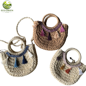 Bolso de Jacinto de Agua Artesanal Natural VIETNAM ECO GREEN Material Orgánico Ecológico Ovalado Hecho a Mano Moderno y Versátil - Product Image 2