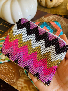 Guatemalan Colorful Beads Coin Purse with Embroidery / Mayan Artisan Made Customizable <b>Mini</b> <b>Pouch</b> Bag Needlework - Product Image 3