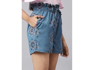 Short de bain en coton imprimé personnalisé pour femmes, respirant, écologique, tenue décontracté, vacances, taille élastique délavée pour femmes - Product Image 2