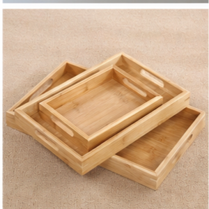 Wooden Rectangle <b>Storage</b> Trays Minimalist Design Durable Indoor Kitchen <b>Tabletop</b> Accessory - Product Image 5
