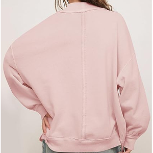 Quick Dry Oversized Mockneck 100% Cotton Fleece Women's Streetwear Sweatshirts Embroidery Customization Winter Front - Product Image 2