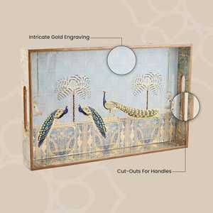 ถาดเสิร์ฟงานแฮนด์เมด ดีไซน์สวยงาม ลายแบบกำหนดเองได้ สำหรับใช้ในครัวเรือน ร้านอาหาร หรือจัดเก็บของ - Product Image 2