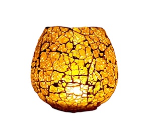 Juego de 2 Portavelas de Hierro Hechos a Mano con Mosaico de Vidrio Turquesa Craquelado, Decoración para el Hogar con Componentes Metálicos - Product Image 1