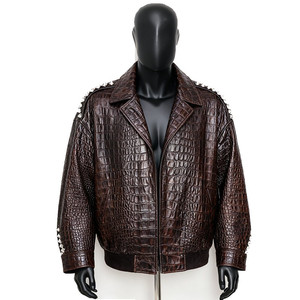 เสื้อแจ็คเก็ตหนังแท้สไตล์วินเทจสำหรับผู้ชาย Glory Zone รุ่น Heavyweight Biker Bomber เหมาะสำหรับฤดูหนาว ไซส์ 37 - Product Image 1