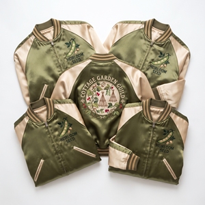Custom Apparel Brand Supplier Brown Gold Satin Varsity Jacket Snap Button Custom Embroidered Carvers Guild Baseball <b>Coat</b> - Product Image 6