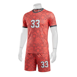 Uniforme de Fútbol Sublimado Personalizado, Conjunto de Camiseta de Fútbol 100% Poliéster, Transpirable, Ropa Deportiva para Hombre, Traje de Entrenamiento, Diseño Rojo - Product Image 1