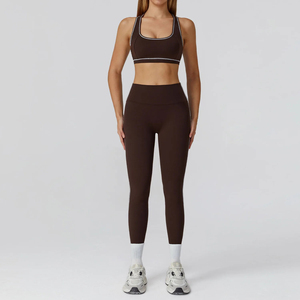 Activewear For Women Yoga Set Seamless Two Piece Outfit Gym Clothes Leggings With Crop Top Sports <b>Bra</b> For Fitness Workout - Product Image 1