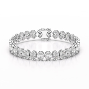 Bracelet tennis en argent 925 avec diamants de laboratoire pour femme, ovales VVS VS, 15 grammes, couleur DEF, plaqué rhodium, bijoux de luxe en gros - Product Image 1