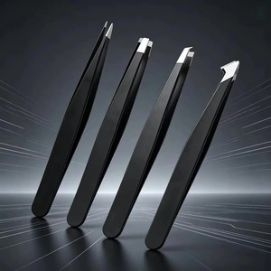 Pinzas de Cejas Modernas de Acero Inoxidable Hechas a Mano, Diseño de Punta Inclinada, Duraderas, Precisas, 4 Piezas - Product Image 6
