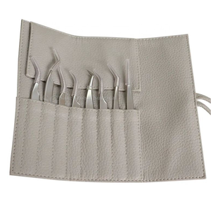 Juego de Pinzas para Pestañas SAAR GLOBAL SURGICAL de Acero Inoxidable de Precisión Antimagnéticas con Puntas Suaves y Estuche de Cuero para Extensión de Pestañas - Product Image 2