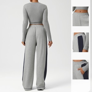 Ensemble de survêtement pour femmes avec logo personnalisé, pantalon de sport brodé, haut à manches longues, ensemble deux pièces pour femmes - Product Image 5