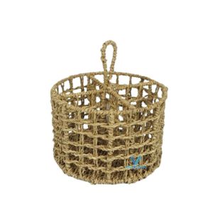 Support à ustensiles de cuisine tressé à la main en jonc de mer, jacinthe d'eau et rotin – Organisateur de couverts naturel pour comptoir de cuisine - Product Image 5