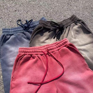 Shorts en coton 100% personnalisés, style streetwear rétro années 90, vintage, avec cordon de serrage, délavé à l'acide, classique, épais, bords bruts, effet usé - Product Image 2