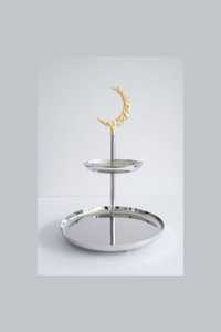 Plateau artisanal en forme de croissant doré pour dattes au chocolat et pistaches, élégant cadeau décoratif pour le Ramadan - Product Image 4