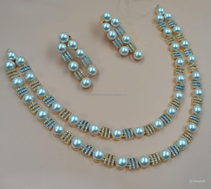 Ensemble de bijoux de mariée en diamant américain classique Collier et boucles d'oreilles en deux pièces pour mariage Style classique à la mode - Product Image 1