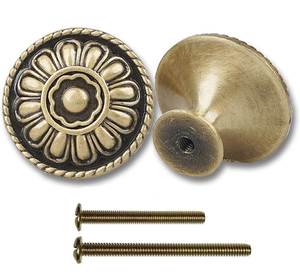 <b>Antique</b> <b>Brass</b> Metal Cabinet <b>Knobs</b> Round Flower Pattern Traditional Design Home Decor High Quality Fast Delivery 1PC - Product Image 5
