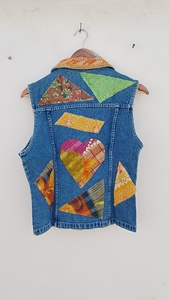 Chaqueta de otoño vintage ecológica de alta calidad al por mayor, con lazo decorativo de material vaquero lavado de peso pesado y botones, con efecto desgastado. - Product Image 4