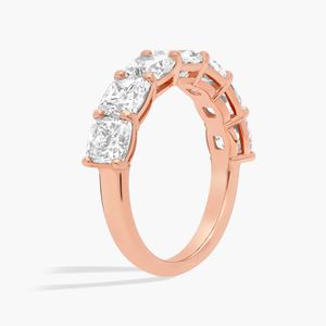 Seven Stone <b>Cushion</b> Lab Grown Diamond <b>Ring</b> in Yellow Gold - Product Image 5