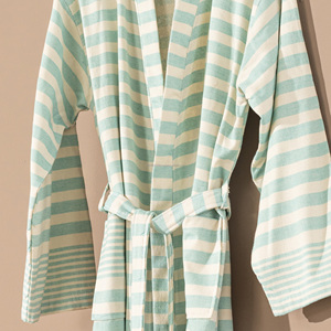 Peignoir en coton unisexe tissu respirant poids léger séchage rapide été toute l'année vêtements de nuit vêtements de salon avec support en éponge - Product Image 5