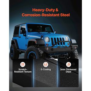 Pare-chocs avant pour Wrangler JK/JKU 2007-2018 avec plaque de montage pour treuil, supports de fixation en D, logement pour feux antibrouillard - Acier robuste, compatible avec les supports de attelage - Product Image 3