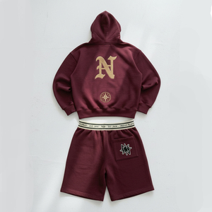 Ensemble de survêtement pour homme en molleton deux pièces avec sweat à capuche ample et short de jogging, avec broderie appliquée personnalisée, imprimé, grandes poches, idéal pour l'été - Product Image 2