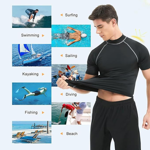 Camiseta de Compresión de Manga Larga para Hombre, Protección UPF50+, con Ribete Azul, Secado Rápido, para Deportes Acuáticos y Entrenamiento - Product Image 6