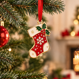 OEM ODM Metal <b>Christmas</b> Ornament Custom Shape Embossed Logo <b>Tree</b> Hanging Decoration Manufacturer - Product Image 1