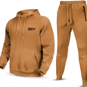 Conjunto deportivo de hombre en tejido de algodón suave tipo felpa, ideal para caminar, trotar, correr, uso en interiores y exteriores, con sudadera con capucha y pantalones. - Product Image 4