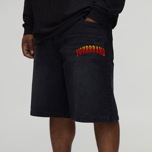 Servicios OEM y ODM: Jorts de mezclilla personalizados estilo vintage lavado con dobladillo sin rematar, de longitud corta, estilo holgado, ligeros, para hombre. - Product Image 1
