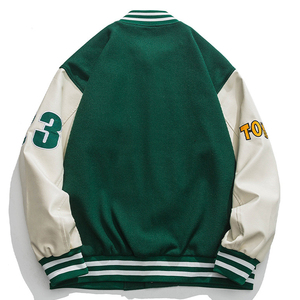 <b>Men's</b> Varsity <b>Jacket</b> Black White <b>Letter</b> A Patch Design Casual Autumn Wear Turn-down Collar Regular Fit Polyester Cotton Material - Product Image 5