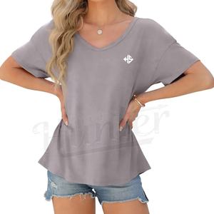 100% coton T-shirt décontracté Logo personnalisé T-shirt surdimensionné Hommes Femmes T-shirt brodé avec un design personnalisé - Product Image 1