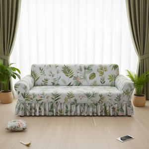 Juego de Fundas para Sofá de 3 Plazas con Estampado de Plantas, Funda de Poliéster Elástica y Lavable para Muebles de Hogar, Hotel y Sala de Estar - Product Image 1