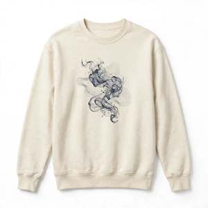 Pull-over col rond imprimé graphique personnalisé, style streetwear, unisexe, décontracté, vintage, avec motif abstrait - Product Image 1