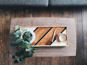 Wood Serving <b>Tray</b> decorative coffee <b>table</b> <b>tray</b> modern geometric wooden <b>tray</b> breakfast in <b>bed</b> large ottoman <b>tray</b> catchall - Product Image 2