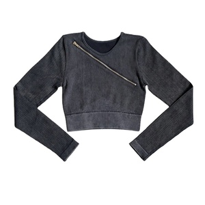 Mujeres sin costuras de manga larga Yoga Top Zip Functional Gym Shirt para entrenamiento y correr Mujeres Tank Tops - Product Image 1