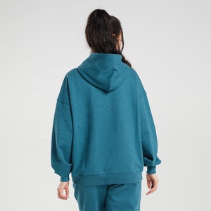 Robe pull à capuche pour femme OEM, hiver, manches longues, 100% coton, tissu tricoté léger, uni, écologique, brodé - Product Image 2