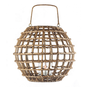 Venta al por mayor de farolillos de madera hechos a mano vela colgante restaurante tejido bastón de mimbre Wiwin farol de yute decoración del hogar artículo al por mayor - Product Image 1