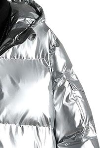 <b>Mens</b> Glossy Silver Hoodie Puffer <b>Jacket</b> Shiny Hooded Insulated Winter Warm Padded Outerwear Zipper Closure Bubble Glossy <b>Jackets</b> - Product Image 2