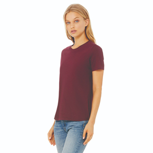 T-shirt pour femme à col rond, coupe ajustée, en coton 100% peigné et filé à anneaux, bleu Columbia, avec bandes d'épaules, longueur plus longue, bleu marine - Product Image 2