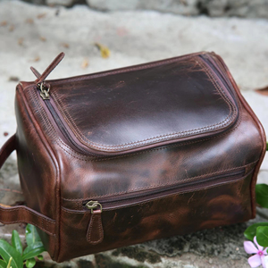 Premium Genuine Leather Toiletry Bag <b>Mens</b> Dopp <b>Kit</b> Travel Wash Bag <b>Shaving</b> <b>Kit</b> Organizer Bulk Custom Logo B2B TYG-0137 - Product Image 1