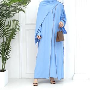 Abaya Musulmana de Alta Calidad con Frente Abierto, Kaftán de Manga Larga, Ropa Islámica Tradicional, Estilo Casual para Verano y Otoño - Product Image 4