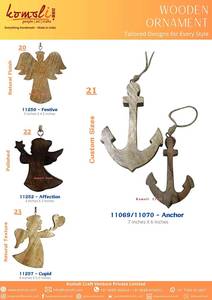 Adornos colgantes decorativos de alas de Ángel talladas en madera, decoración navideña, adorno de madera de estilo antiguo Vintage lavado en blanco - Product Image 5