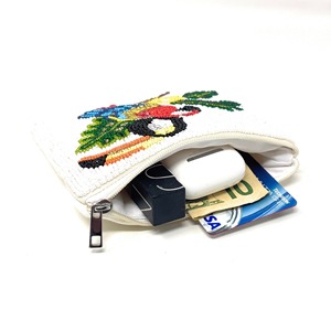 Monedero de cuentas con bordado artístico de pájaro exótico, tucán tropical y loro, mini bolso de mano con cremallera, diseño de hoja colorida, regalo para mujer, grande - Product Image 4