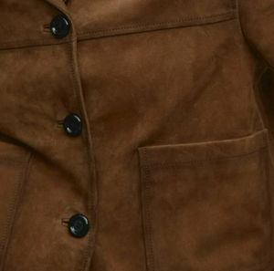 Veste Courte Femme Rétro en Daim et Toile, Col Tailleur, Simple Boutonnage, Manches Longues, Style Sportif Décontracté, Coupe-Vent pour l'Automne - Product Image 5