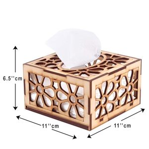 Boîte à mouchoirs moderne en MDF durable, support décoratif pour serviettes, découpe florale, pour la maison, le bureau, la voiture, l'hôtel - Product Image 2